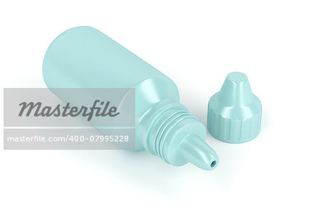 Plastic bottle for eye drop on white background