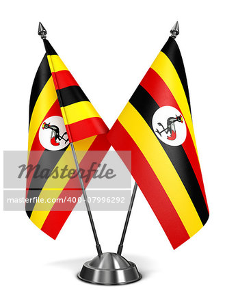 Uganda - Miniature Flags Isolated on White Background.