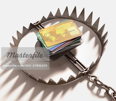 The trap of credit card with their high interest rates. Clipping path included.
