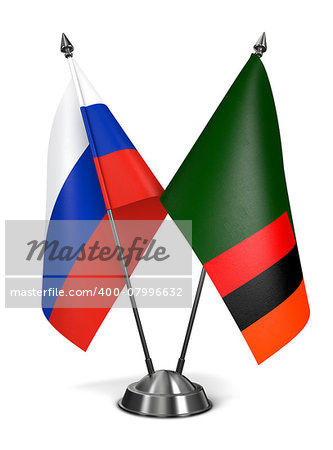 Russia and Zambia - Miniature Flags Isolated on White Background. Russia and Zambia - Miniature Flags Isolated on White Background.