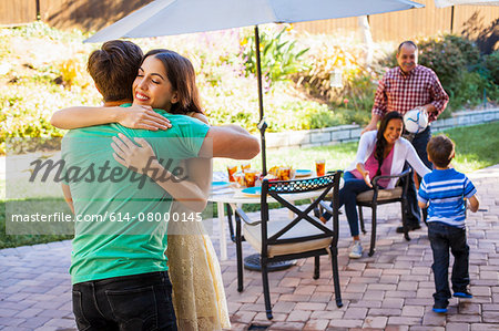 Three generation family in garden