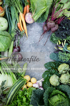 Various vegetables against concrete background