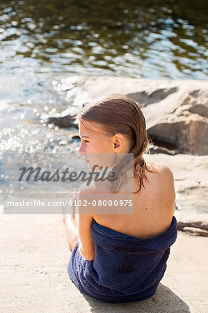 Teenage girl at water