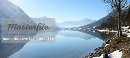 Landscape of Grundlsee Lake on Sunny Day in Winter, Liezen District, Styria, Austria