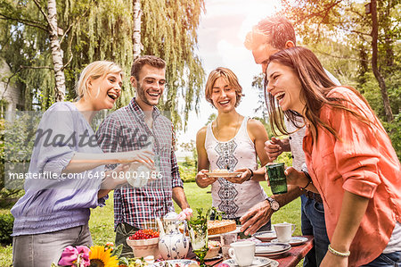 Group of friends enjoying garden party