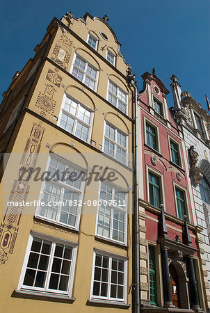 Poland, Townhouses In Market Square Of Dluga Street; Gdansk