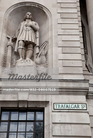 UK, England, Detail of old street sign in Trafalgar Square; London