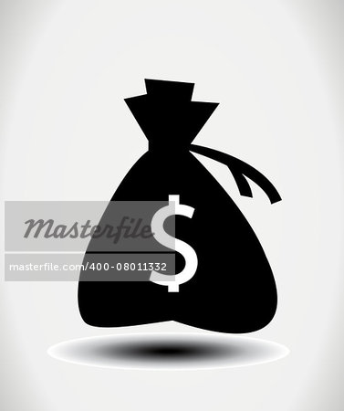 Money icon with bag, vector.
