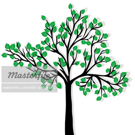 Green tree isolated over white background