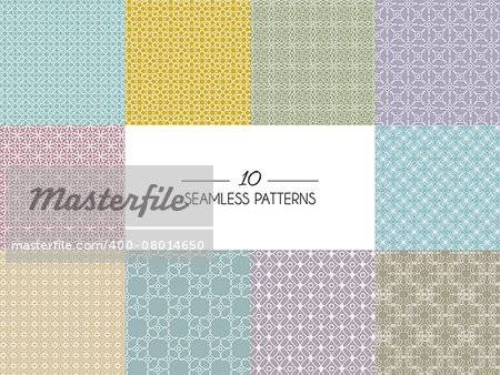 Vector illustration of  Set of geometric seamless patterns