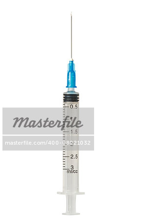 Disposable syringe isolated on white with clipping path
