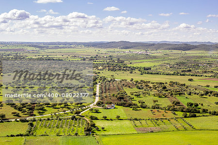 View from town of Monsaraz, on the right margin of the Guadiana River in Alentejo region, near Alqueiva dam and the border with Spain. Portugal