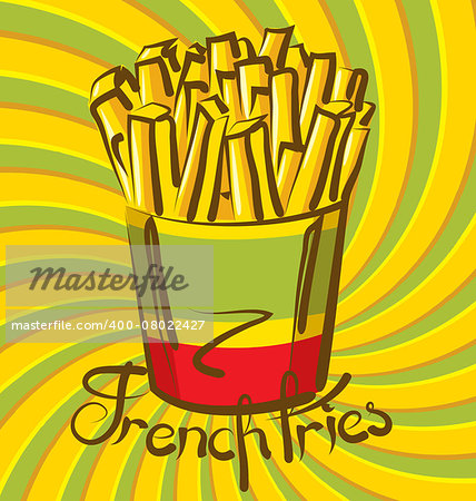 vector french fries with calligraphic inscription