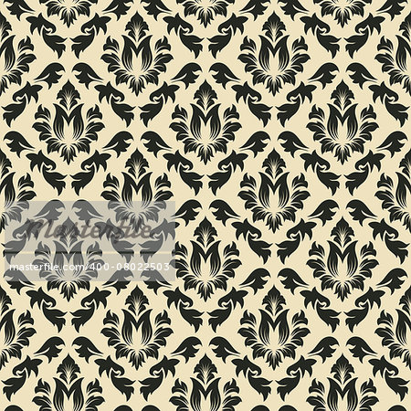 Damask seamless vector pattern.  For easy making seamless pattern just drag all group into swatches bar, and use it for filling any contours.