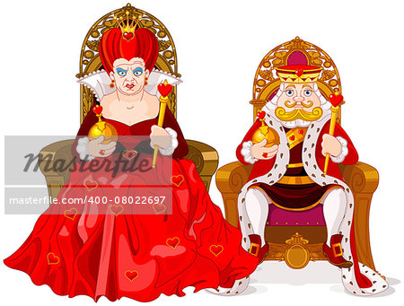 Illustration of queen and king