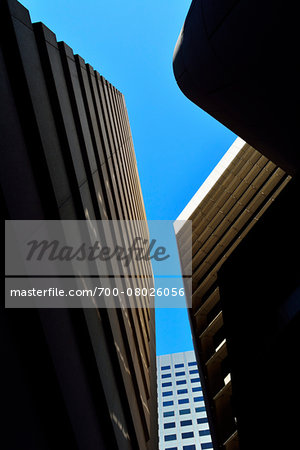 Looking up Between Skyscrapers, Adelaide, South Australia, Australia