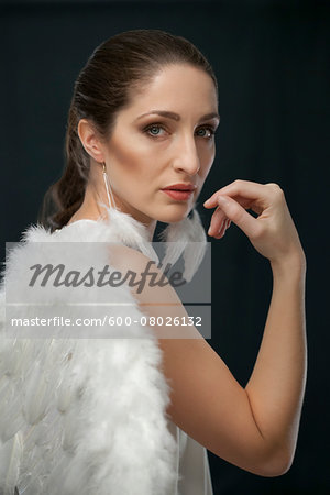 Portrait of Woman Dressed as Angel, Studio Shot