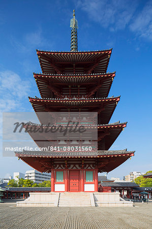 Pagoda at Shitenno-ji Temple, Tennoji, Osaka, Kansai, Japan, Asia