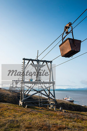 Old coal trolleys in Longyearbyen, Svalbard, Arctic, Norway, Scandinavia, Europe