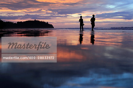 Coast of the South China Sea on sunset. Borneo