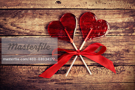 Two heart-shaped candy, Valentines Day background, wedding day