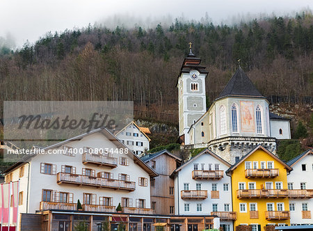 Historic buildings in Hallstatt, Salzkammergut, Austrian Alps
