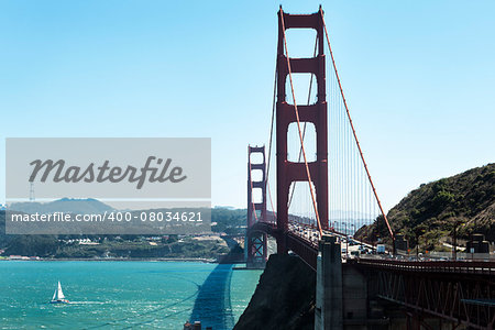 View of the Golden Gate, the suspension bridge of San Francisco, California.