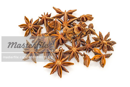 Beautiful photo anise isolated on white background .