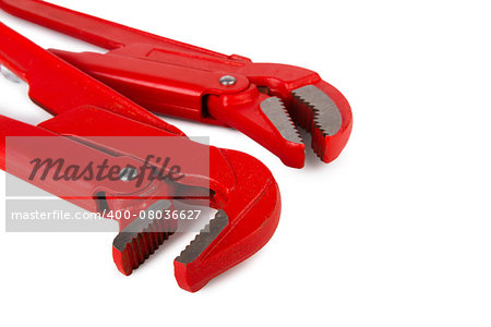 Adjustable pipe wrenches, isolated on a white background