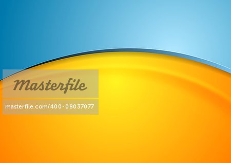 Orange and blue shiny waves background. Vector illustration