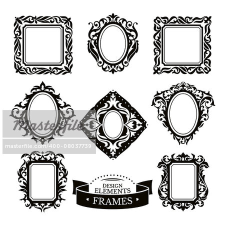 Set of vintage baroque frames vector illustration