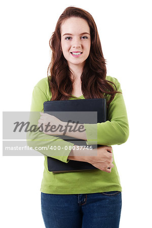 Stock image of female student isolated on white background