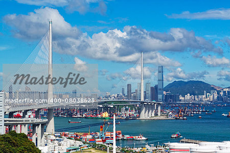 petrochemical industrial plant under blue sky, hong kong day