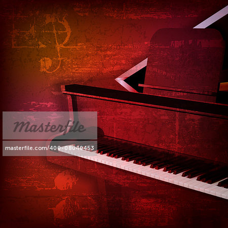 abstract red sound grunge background with grand piano