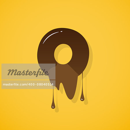 Vector choco letter "o" over yellow background