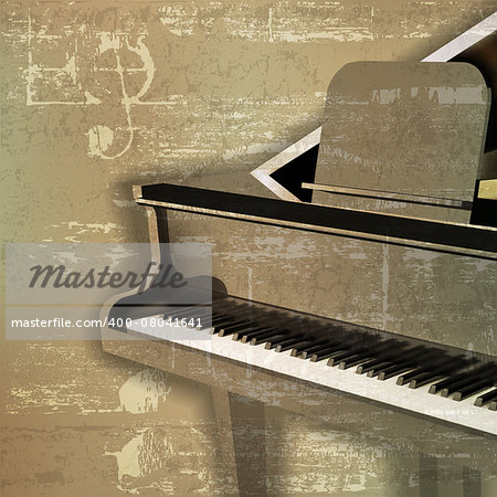 abstract green sound grunge background with grand piano