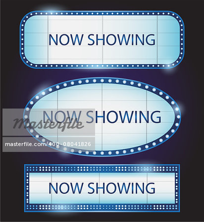 Retro Showtime Sign Theatre cinema now showing vector