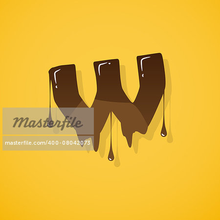 Vector choco letter "w" over yellow background