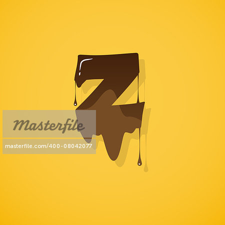 Vector choco letter "z" over yellow background