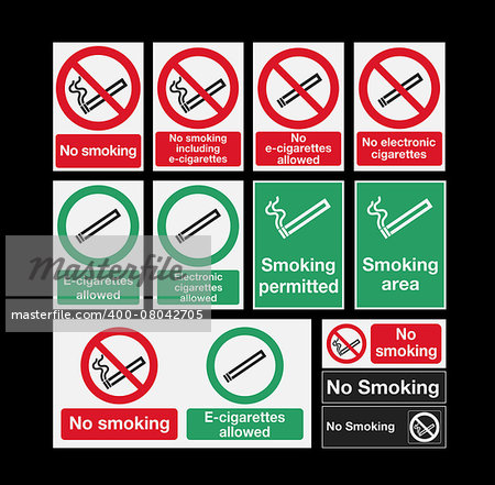 Vector illustration of "Smoking, no smoking signs" pack