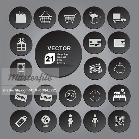 shopping icon set gray vector collection for web