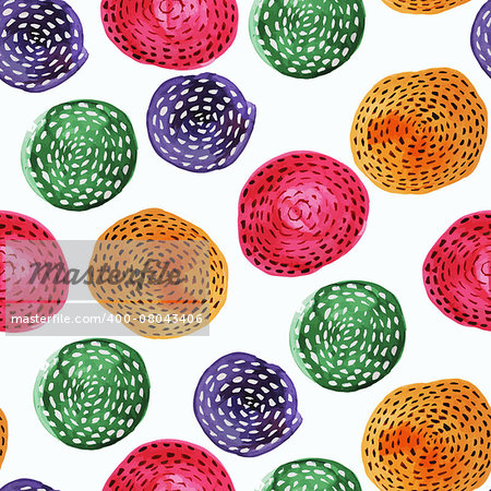 Vector Abstract Seamless Pattern with Watercolor Circles