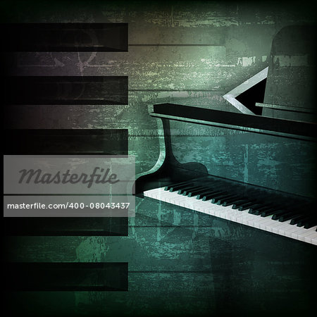 abstract dark green grunge background with grand piano