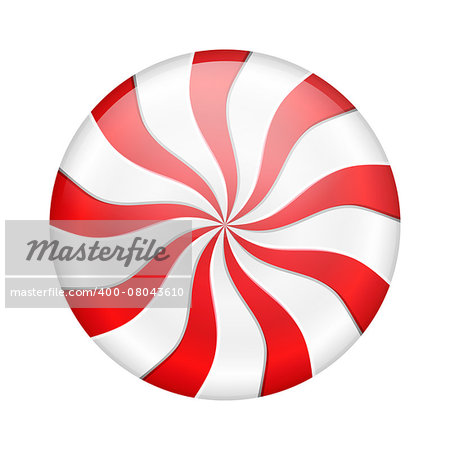 Round peppermint candy on white background, vector eps10 illustration