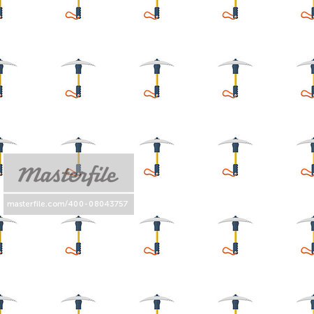 Seamless colorful vector pattern for portable ice axe or pick on white background.
