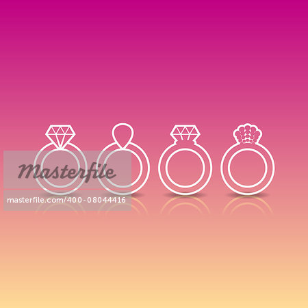 Gradient background with engagement or wedding rings outline