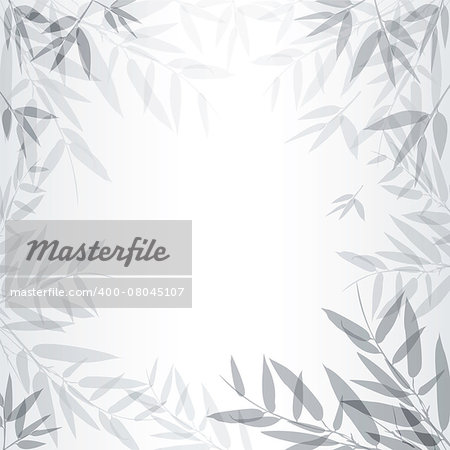 Abstract gray background with leaves. Vector illustration.