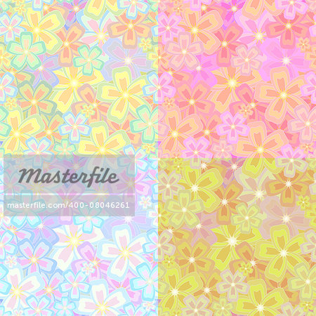 set of flower seamless pattern, vector illustration, clip-art