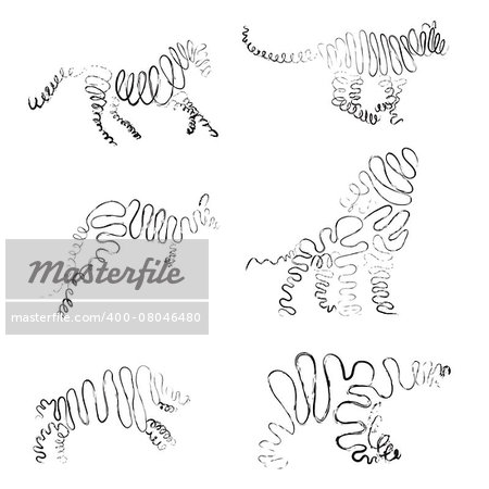 set of animals made from ribbon Vector illustration