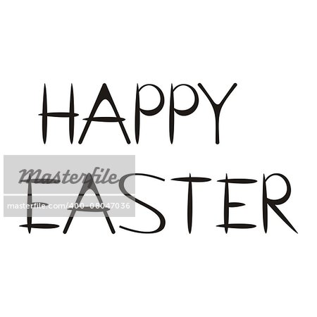 Black stylized vector hand made happy easter text